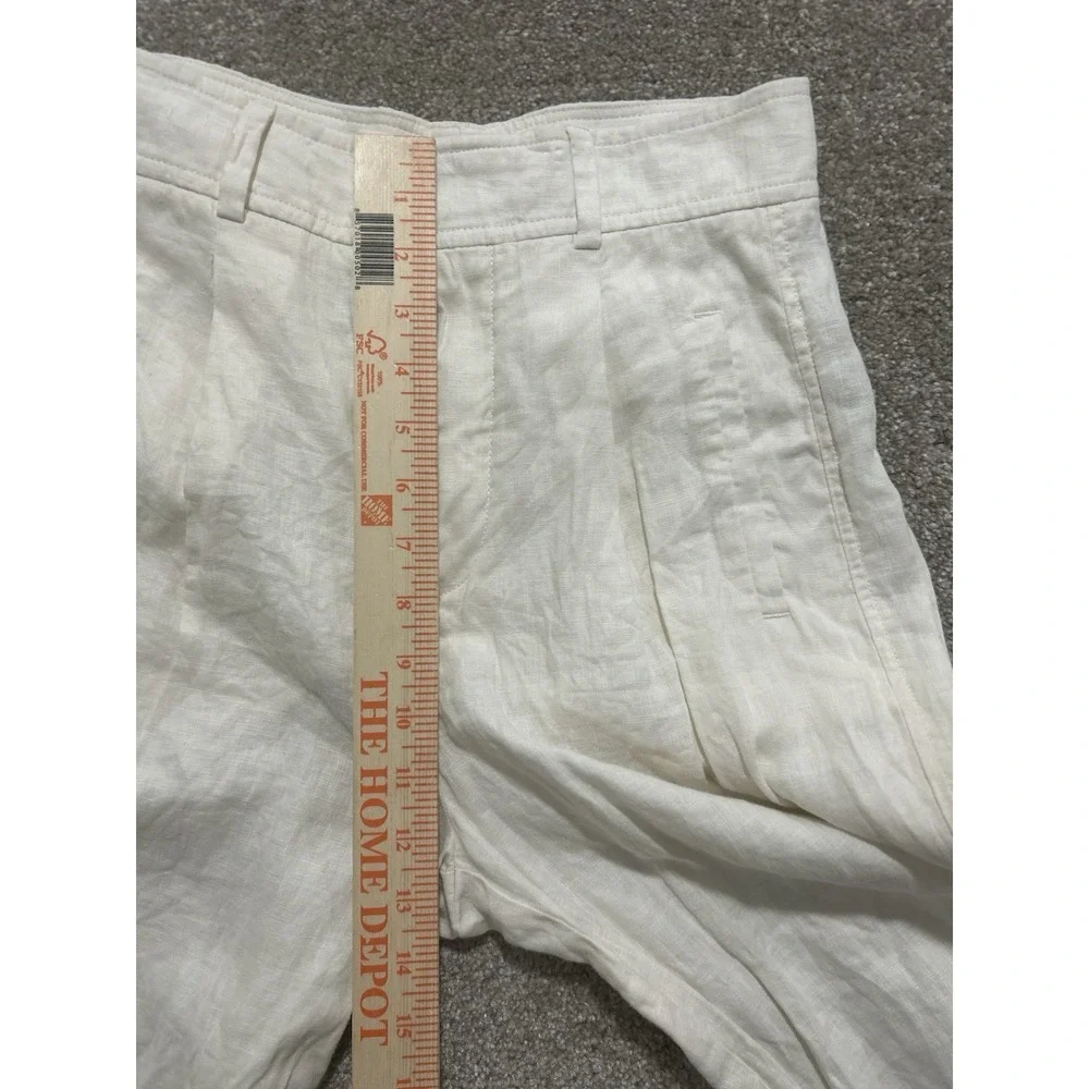 Everlane Women's 0 The Utility Straight Leg Pants Linen High Rise Casual Cream